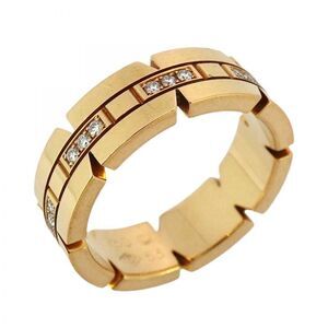 Cartier Ring Tank Française 18K Yellow Gold Yellow Gold Diamond #53 Ladies